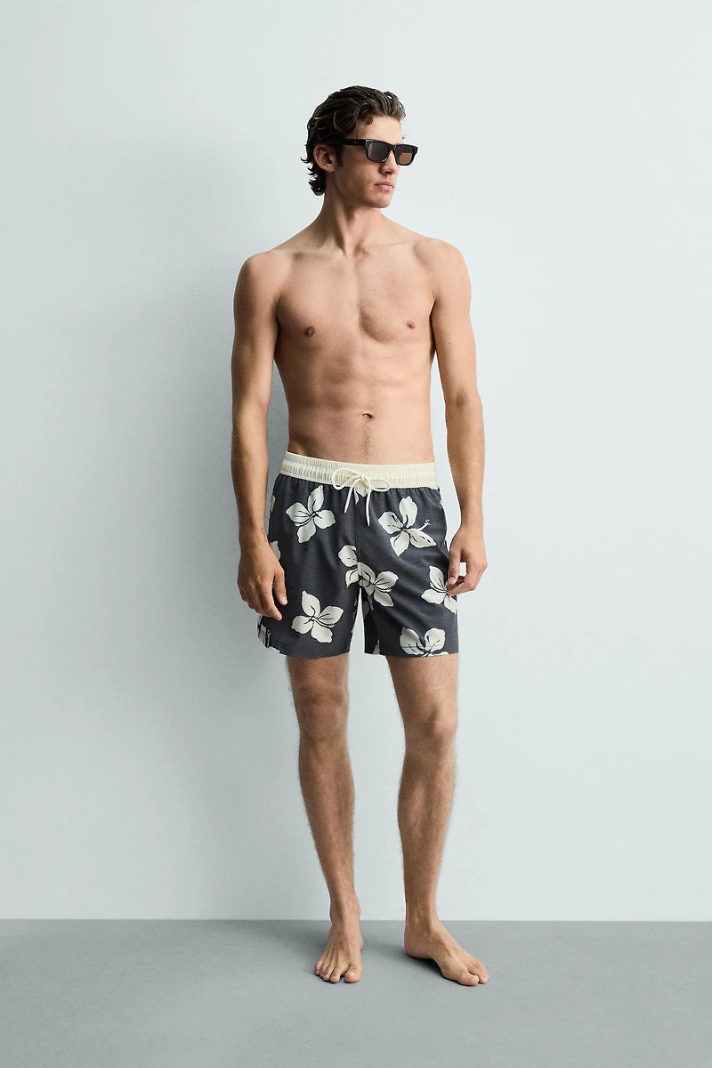 LONG HIBISCUS PRINT SWIMSUIT