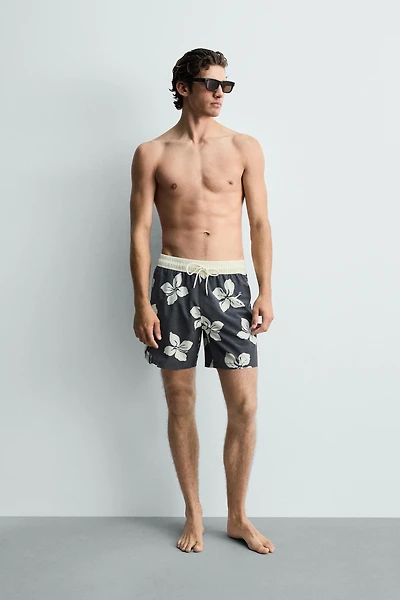 MAILLOT DE BAIN LONG IMPRIMÉ HIBISCUS