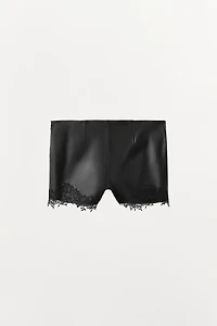 LACE LEATHER SHORTS