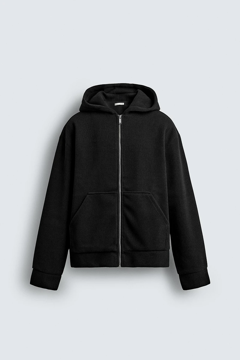 HOODIE RIB ZIP SWEATSHIRT
