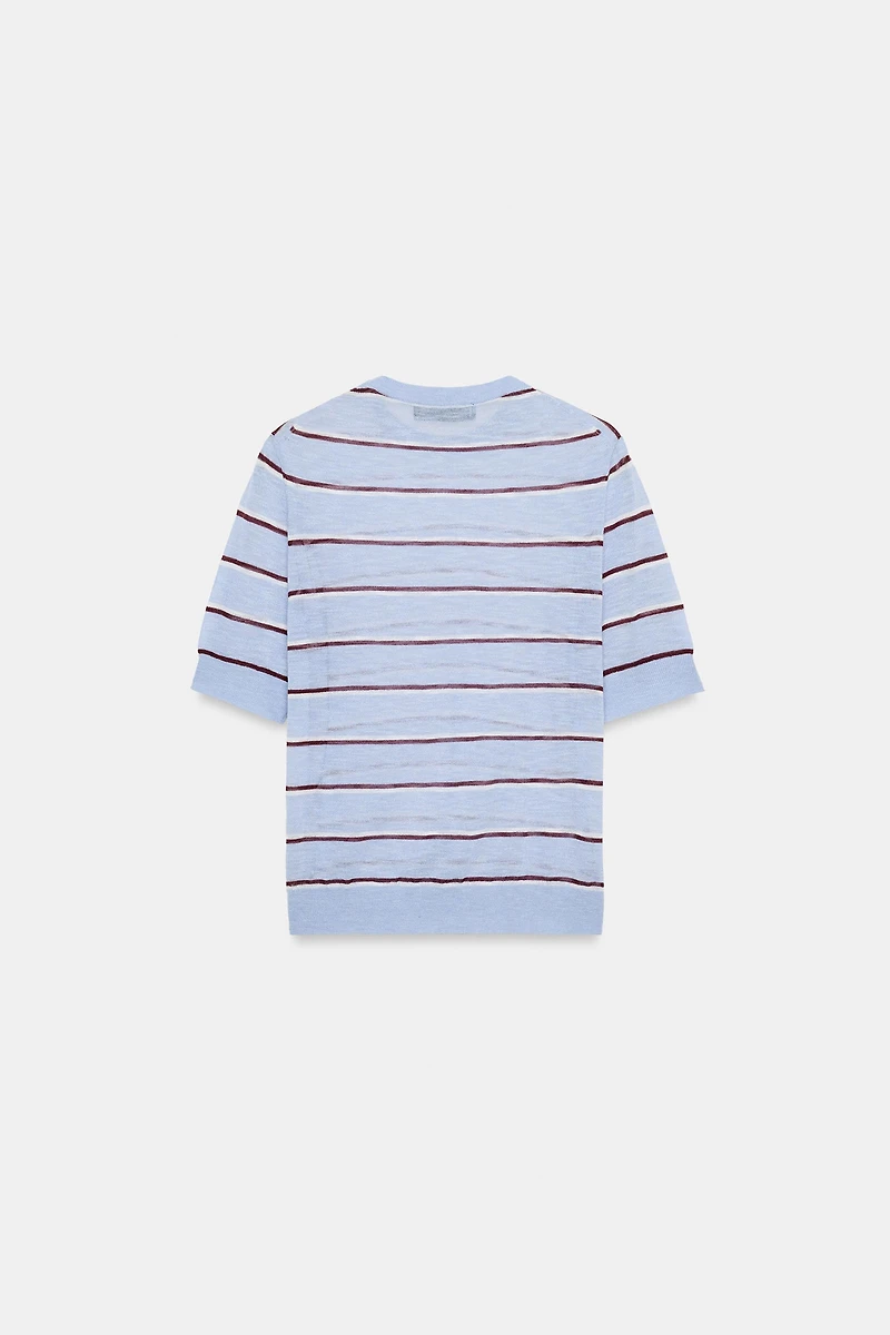 EXTRA-FINE WOOL STRIPED TOP