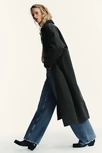 WAXED TRENCH COAT WITH CORDUROY COLLAR