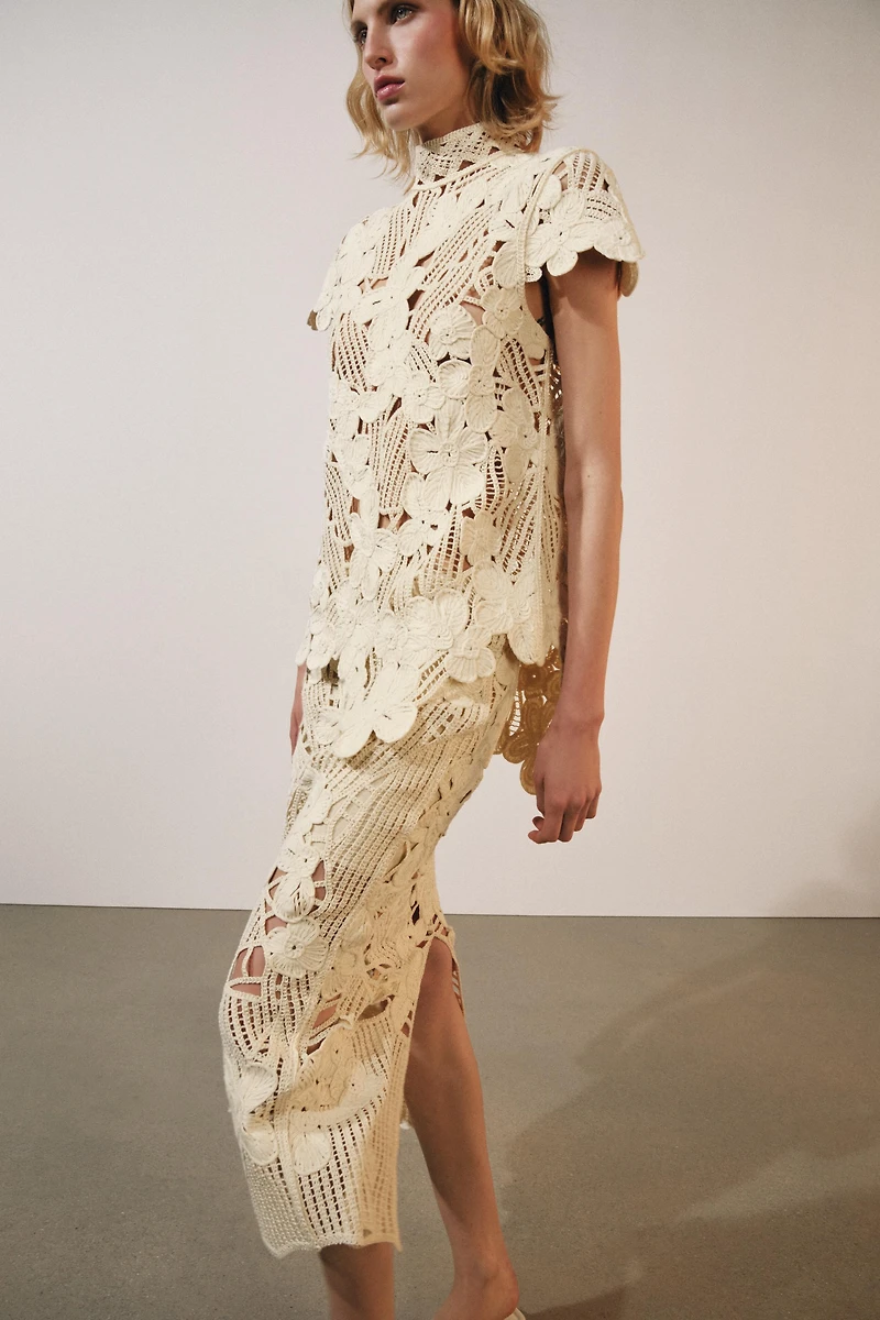 ZW COLLECTION CROCHET MIDI SKIRT