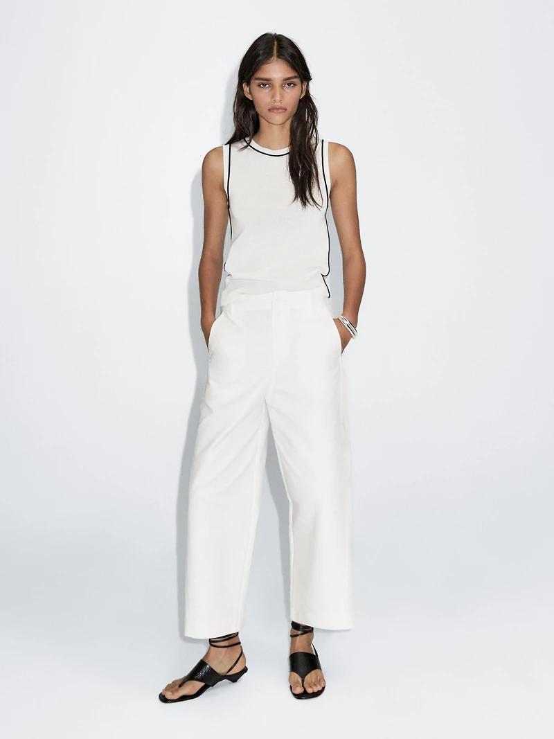 Knit top with contrast detail