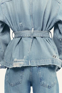 BELTED TRF DENIM JACKET
