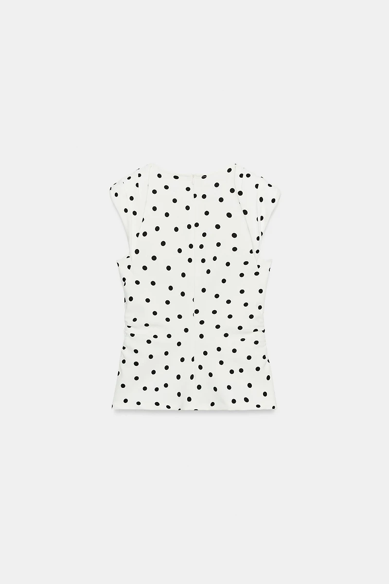 POLKA DOT SHOULDER PAD TOP