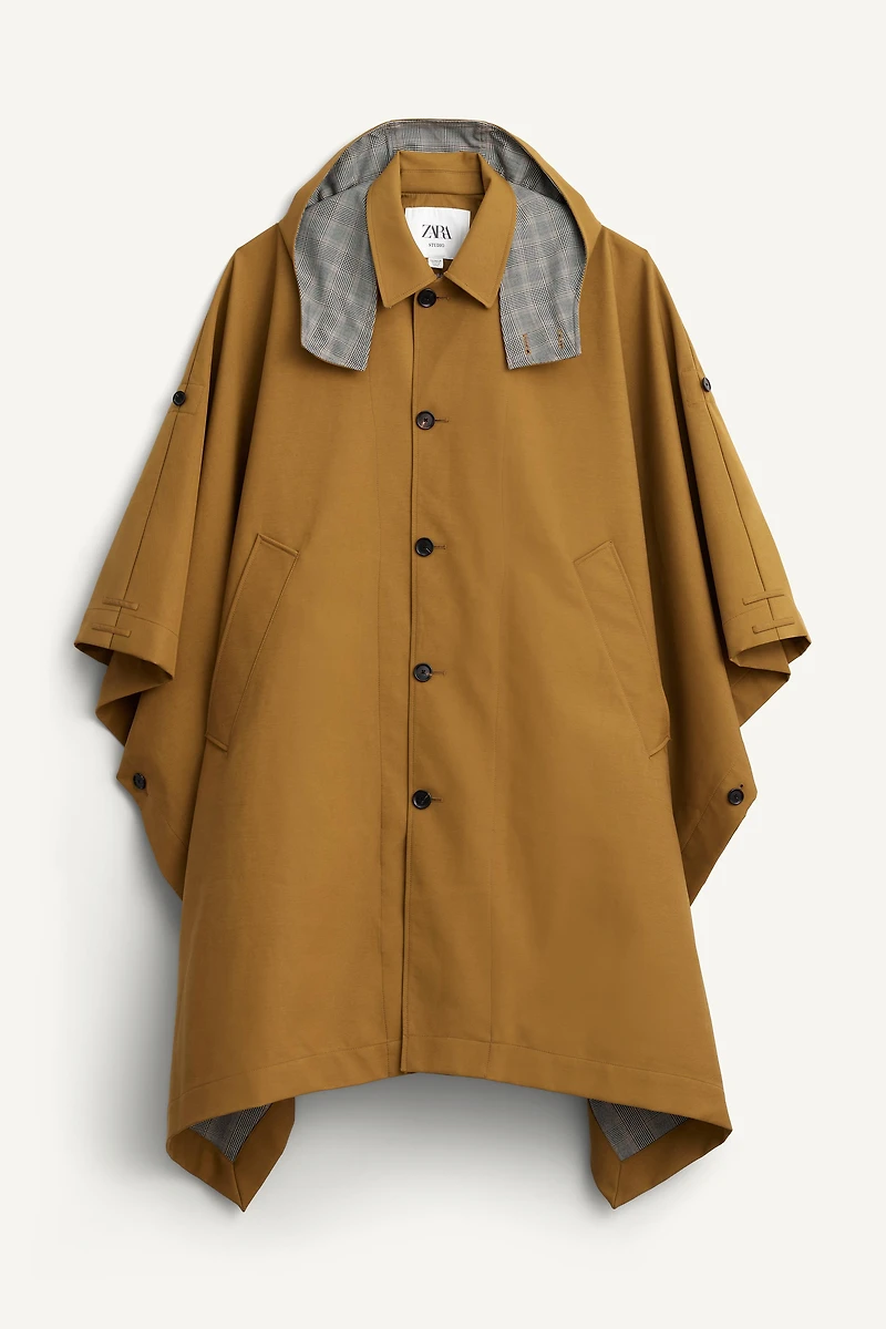 CONTRAST PLAID WATER REPELLENT PONCHO LIMITED EDITION