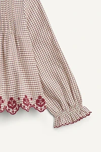 EMBROIDERED GINGHAM BLOUSE LIMITED EDITION