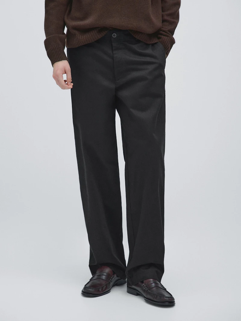 100% cotton wide-leg trousers