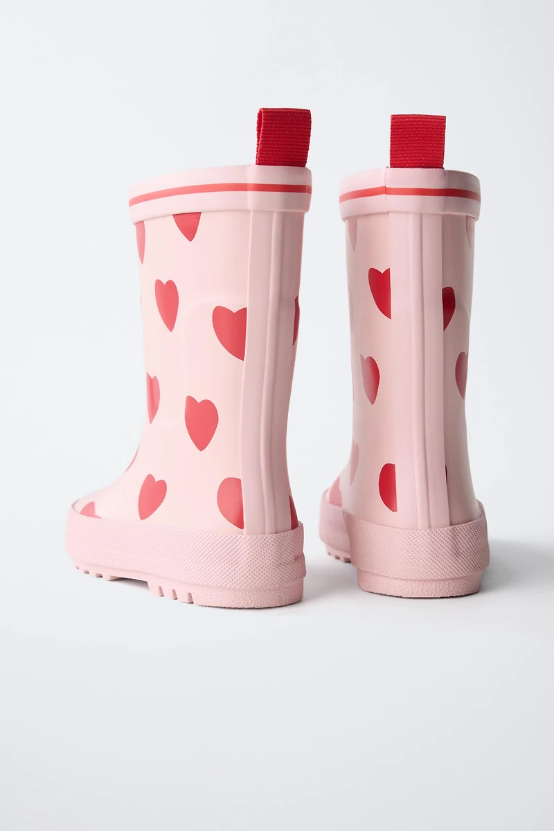 HEART PRINT RAIN BOOTS