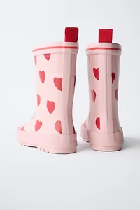 HEART PRINT RAIN BOOTS