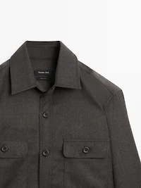 Regular fit double wool overshirt