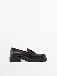 Track sole penny loafers