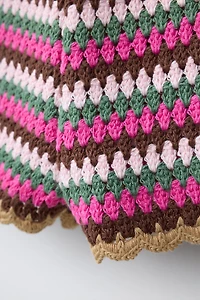 CROCHET KNIT STRIPED SHORTS
