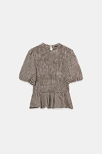 GINGHAM SMOCKED TOP