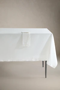 EMBROIDERED COTTON TABLECLOTH WITH LACE TRIM