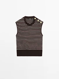 Striped vest with button details