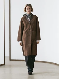 Long suede leather coat