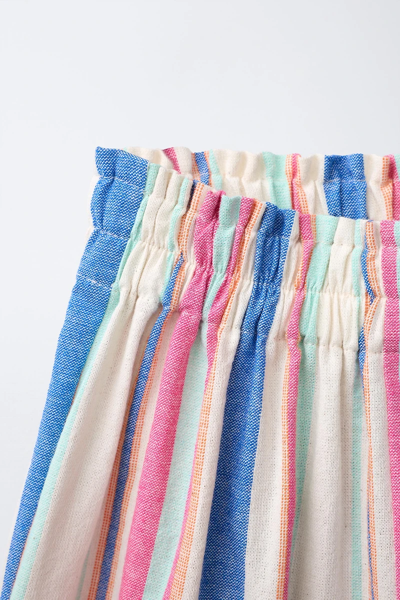 STRIPED LACE WIDE LEG PANTS