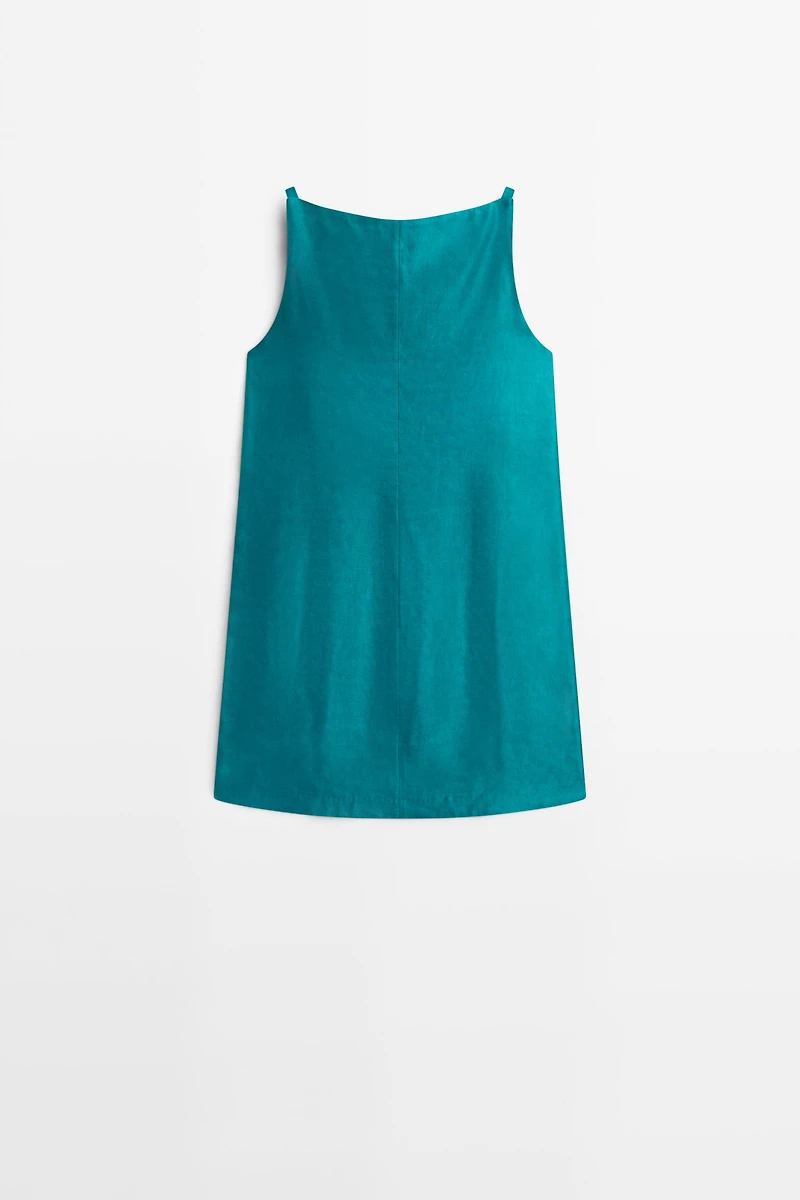 Linen blend mini dress