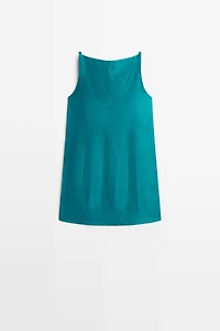 Linen blend mini dress