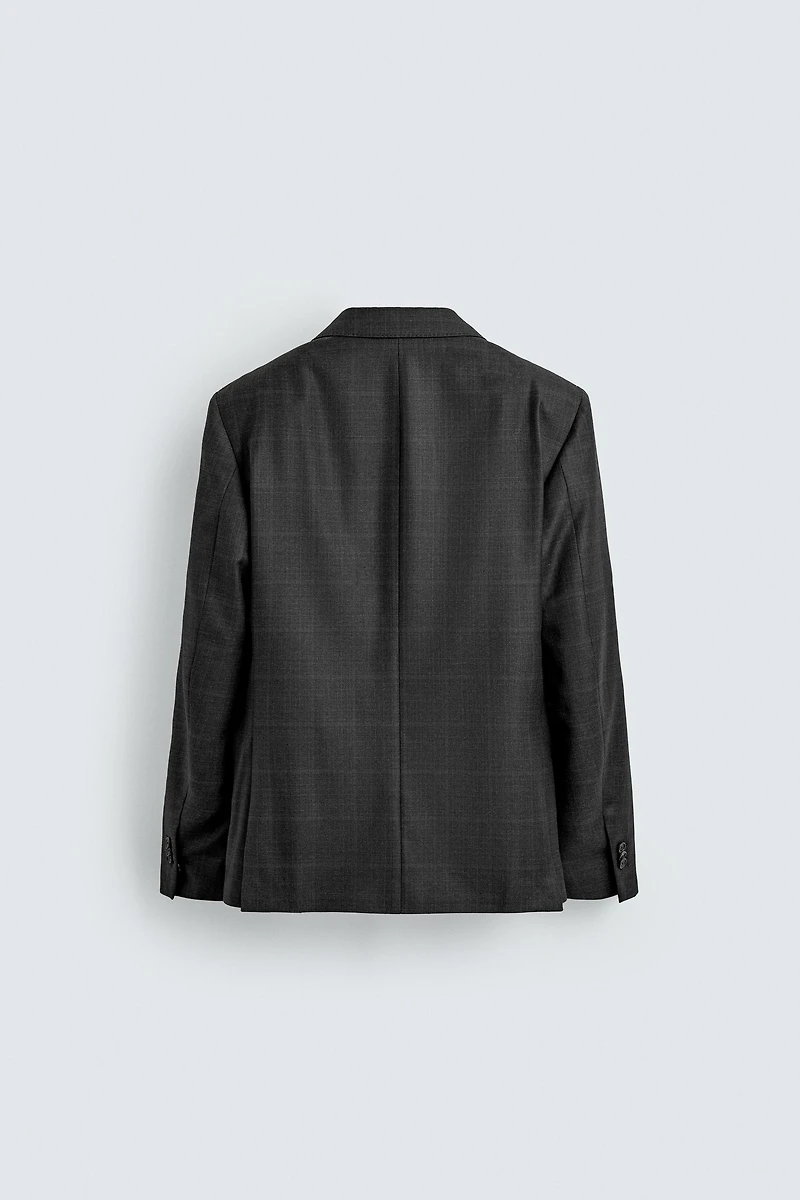100% WOOL PLAID SUIT JACKET