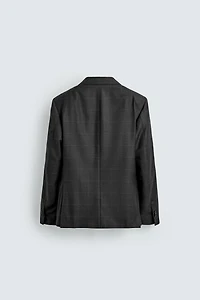 100% WOOL PLAID SUIT JACKET