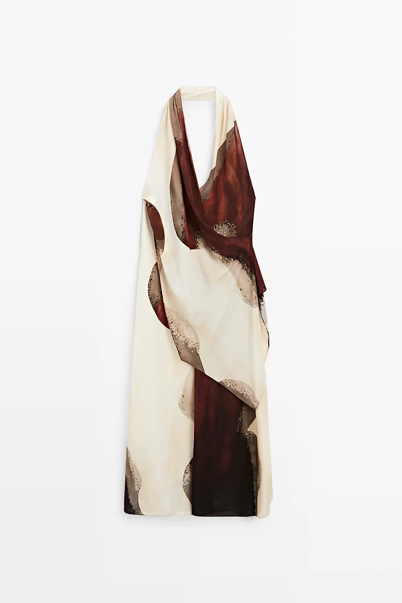 Robe longue fluide à encolure américaine