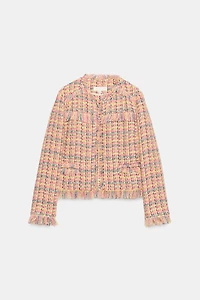 TEXTURED FRINGE BLAZER