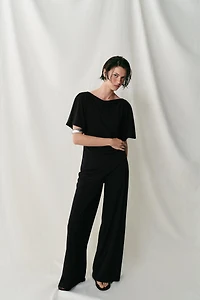 PANTALON DROIT EN CRÊPE À OUVERTURES