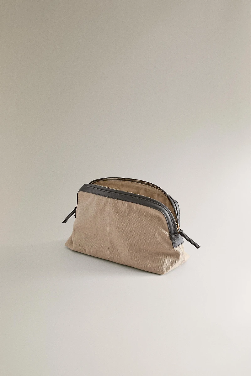 CANVAS LEATHER TOILETRY BAG