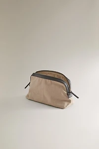 CANVAS LEATHER TOILETRY BAG