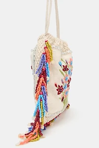 FLORAL EMBROIDERY BUCKET BAG