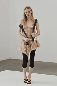 SHORT PLAID LACE DRESS