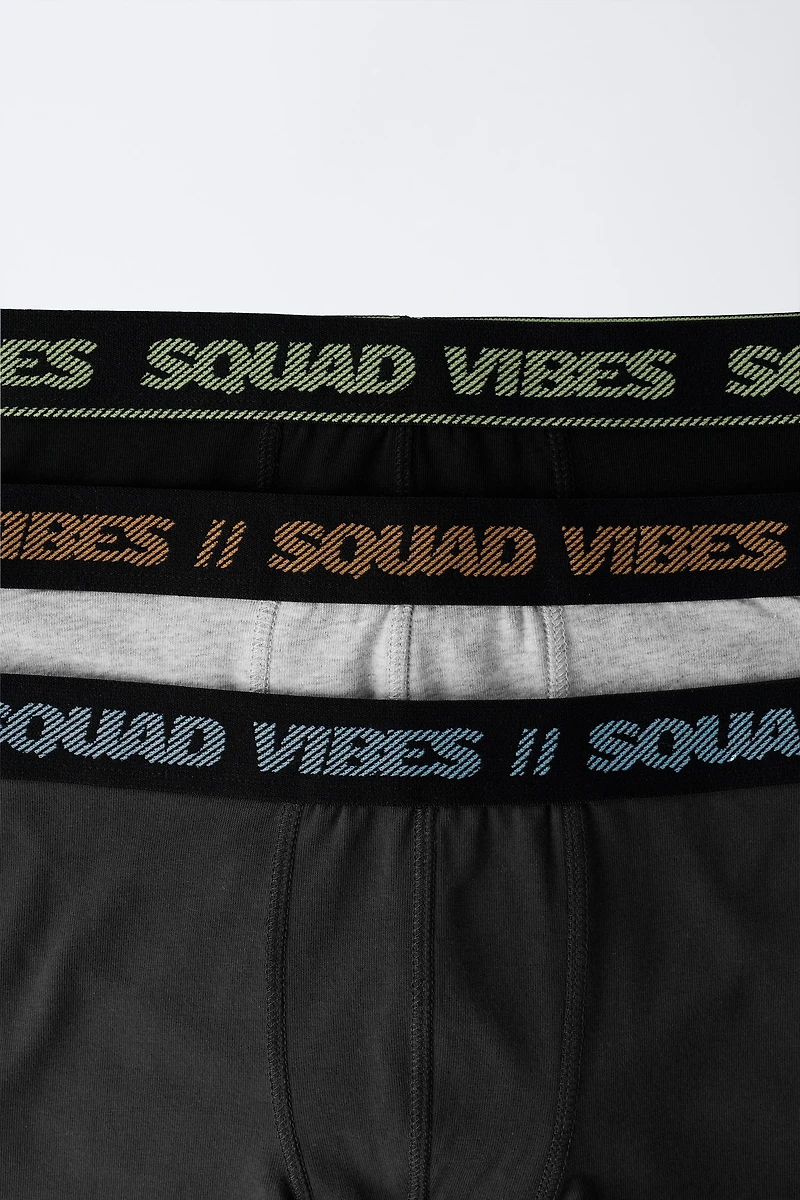 AGES 6-14/ THREE-PACK OF TEXT BOXERS