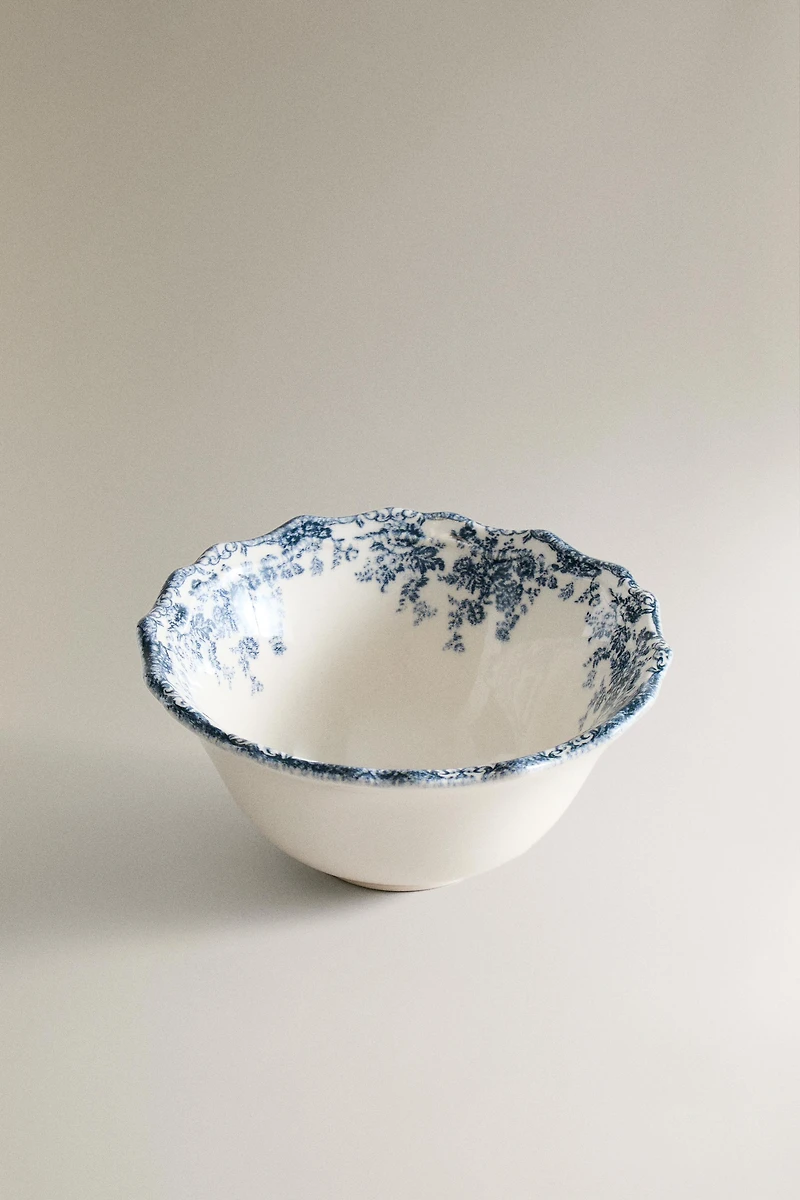 FLORAL EARTHENWARE SNACK BOWL