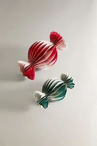 SET OF 2 DECORATIVE PAPER CANDY CHRISTMAS ORNAMENTS