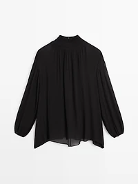 Blouse fluide à col contrastant