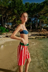 STRIPED BELTED SHORTS