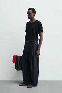 PANTALON STRUCTURÉ EN COTON ET LIN