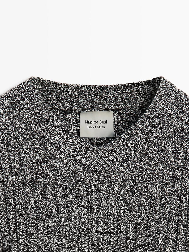 Flecked knit sweater 100% wool - LIMITED