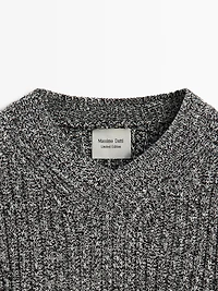 Flecked knit sweater 100% wool - LIMITED