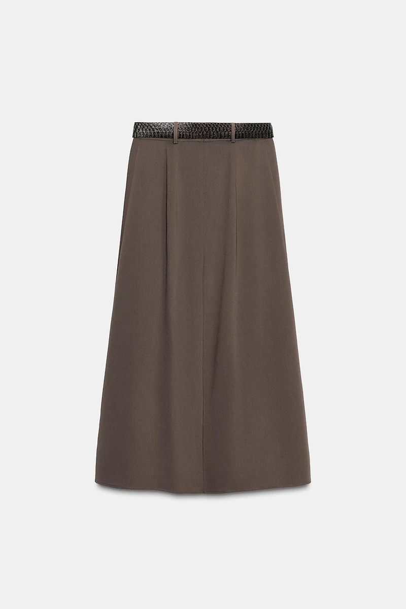 CAPE MIDI SKIRT WITH BELT