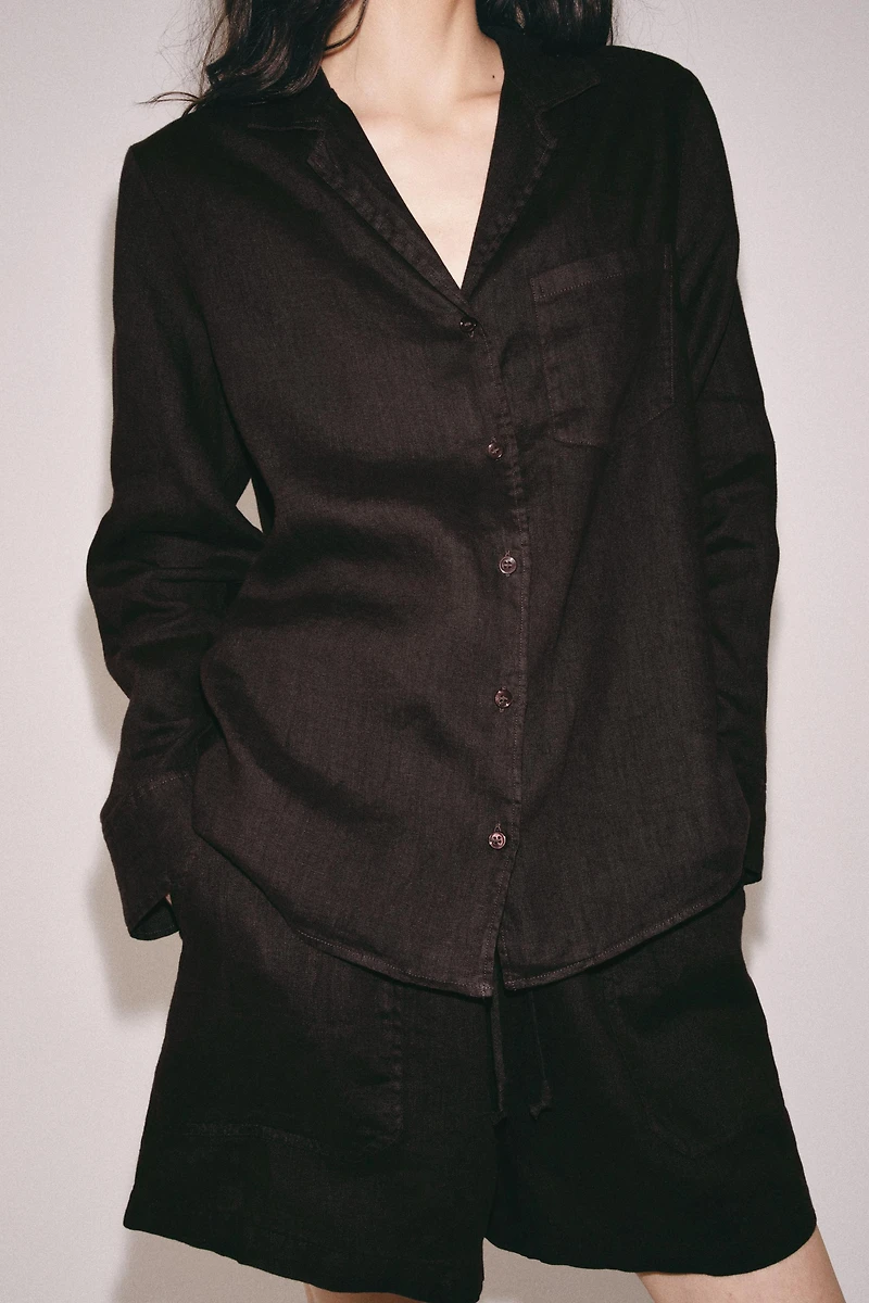 100% LINEN SHIRT WITH POCKET ZW COLLECTION