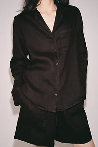 100% LINEN SHIRT WITH POCKET ZW COLLECTION