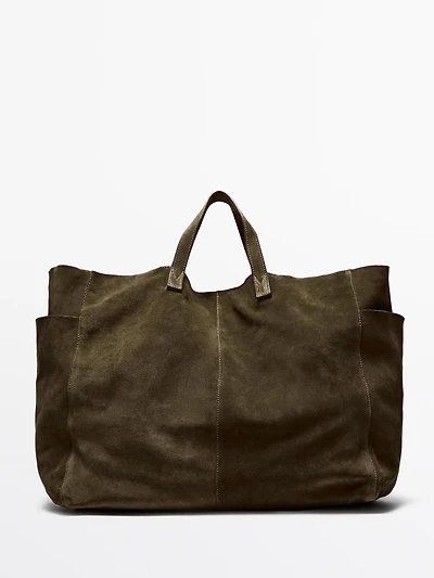 leather and split maxi shopper bag