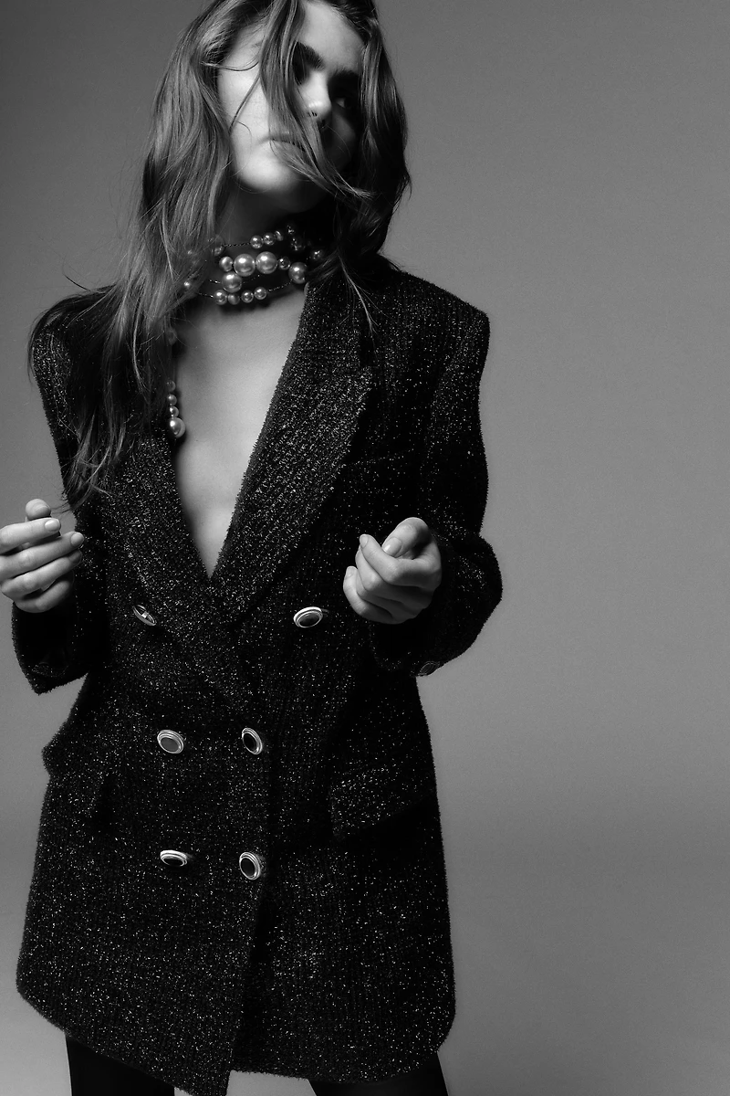 METALLIC THREAD DOUBLE BREASTED BLAZER