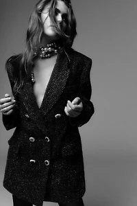 METALLIC THREAD DOUBLE BREASTED BLAZER