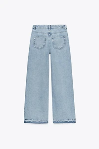 Z1975 HIGH WAIST WIDE LEG JEANS WITH CROCHET DETAIL