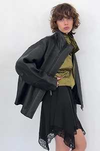 100% LEATHER OVERSIZED JACKET